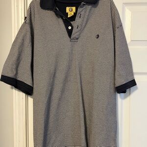 Duck Head Men's Polo Shirt - Navy and White Stripes